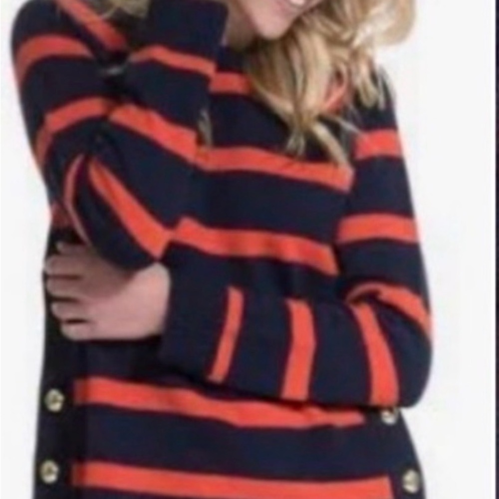 Sail to Sable Navy and Orange Striped Sweater